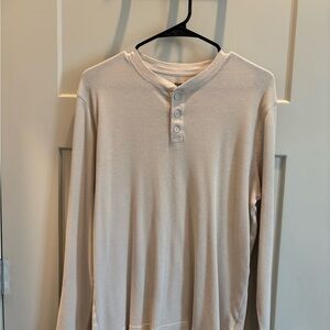 Old Navy Cream Waffle-Knit Henley Long Sleeve Shirt
